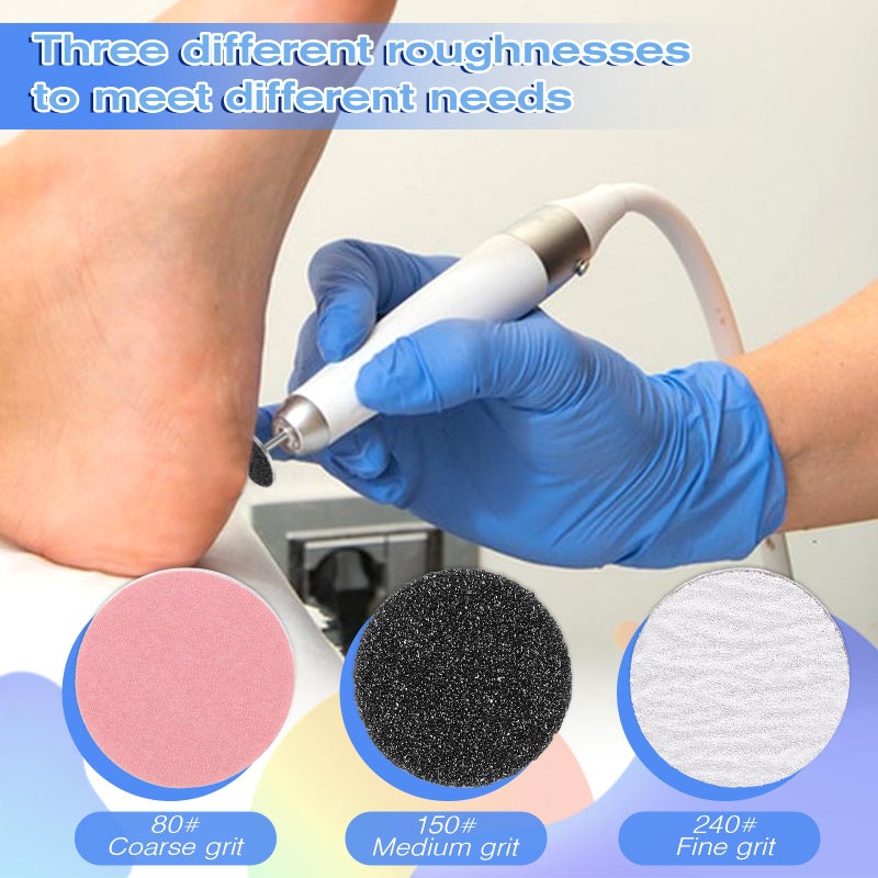 Ajcotahm 72 Pcs Sanding Paper Discs with Metal Nail Drill Bit, 25mm Foot File Replacement Sandpaper Disk Manicure Pedicure Tools for Dead Skin Foot Callus Remover or Polishing Craft (#80#150#240 Grit) - Image 3